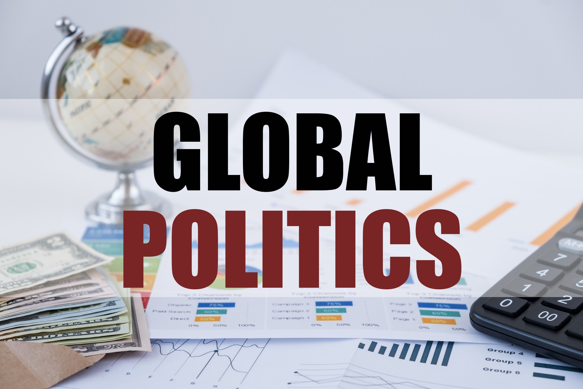 Globe sits on a conference table during an international business meeting, symbolizing global strategy